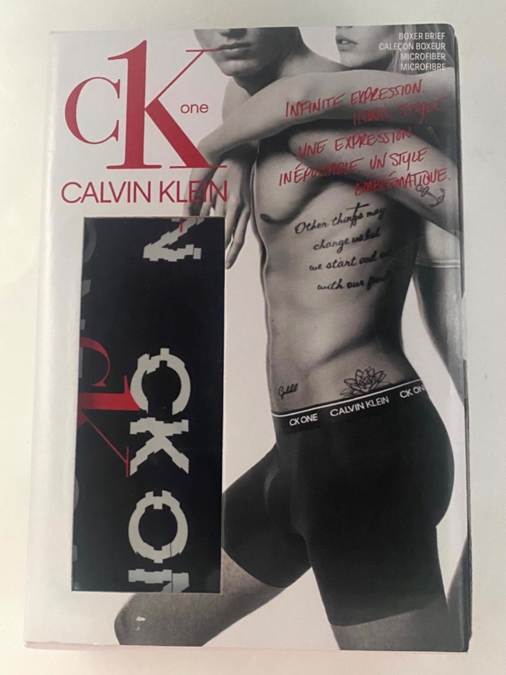 Calvin Klein CK One Nylon / Elastane Black Logo Boxer Brief Underwear NB2226 490